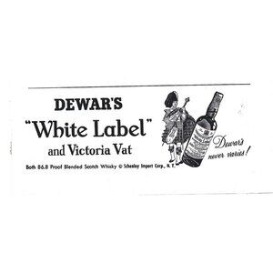 Dewar White Label Victoria Vat Scotch Whisky 1950s Vintage Print Ad
